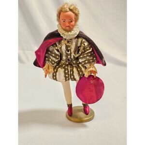 Vintage Victorian Inspired Intricate China Doll With Wooden Stand